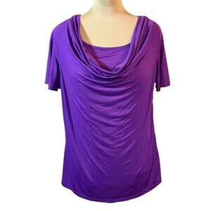 Evan Picone Purple Cowl Neck Short Sleeve Top size 1X